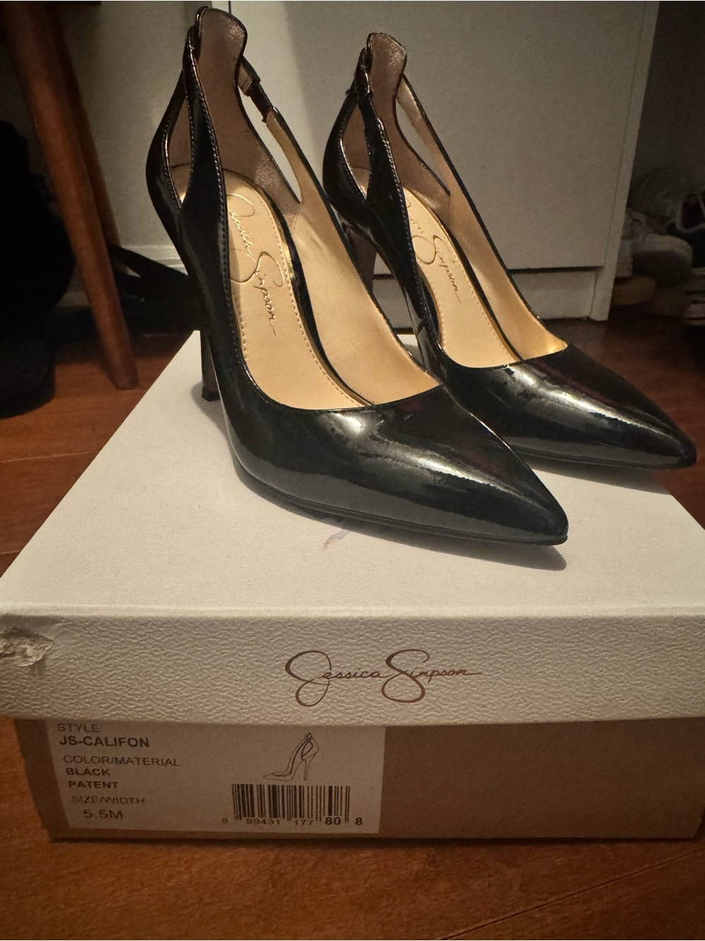 Jessica Simpson California Black Patent Pointed-Toe Pumps